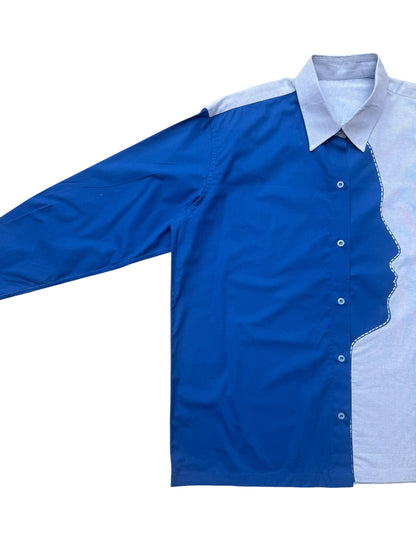 Blue Divided 100% Cotton Shirt