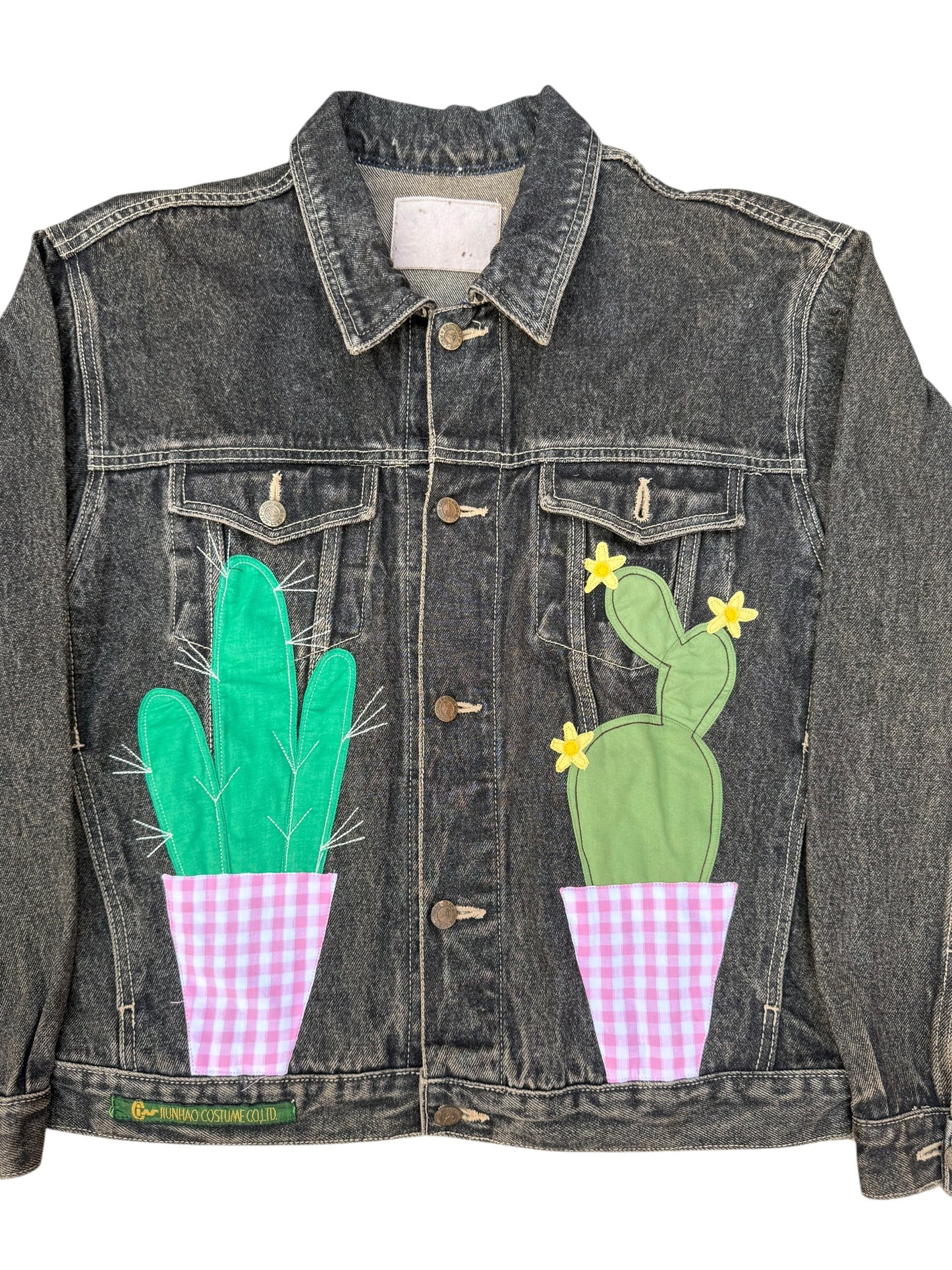 Upcycled Cactus Patch Denim Jacket