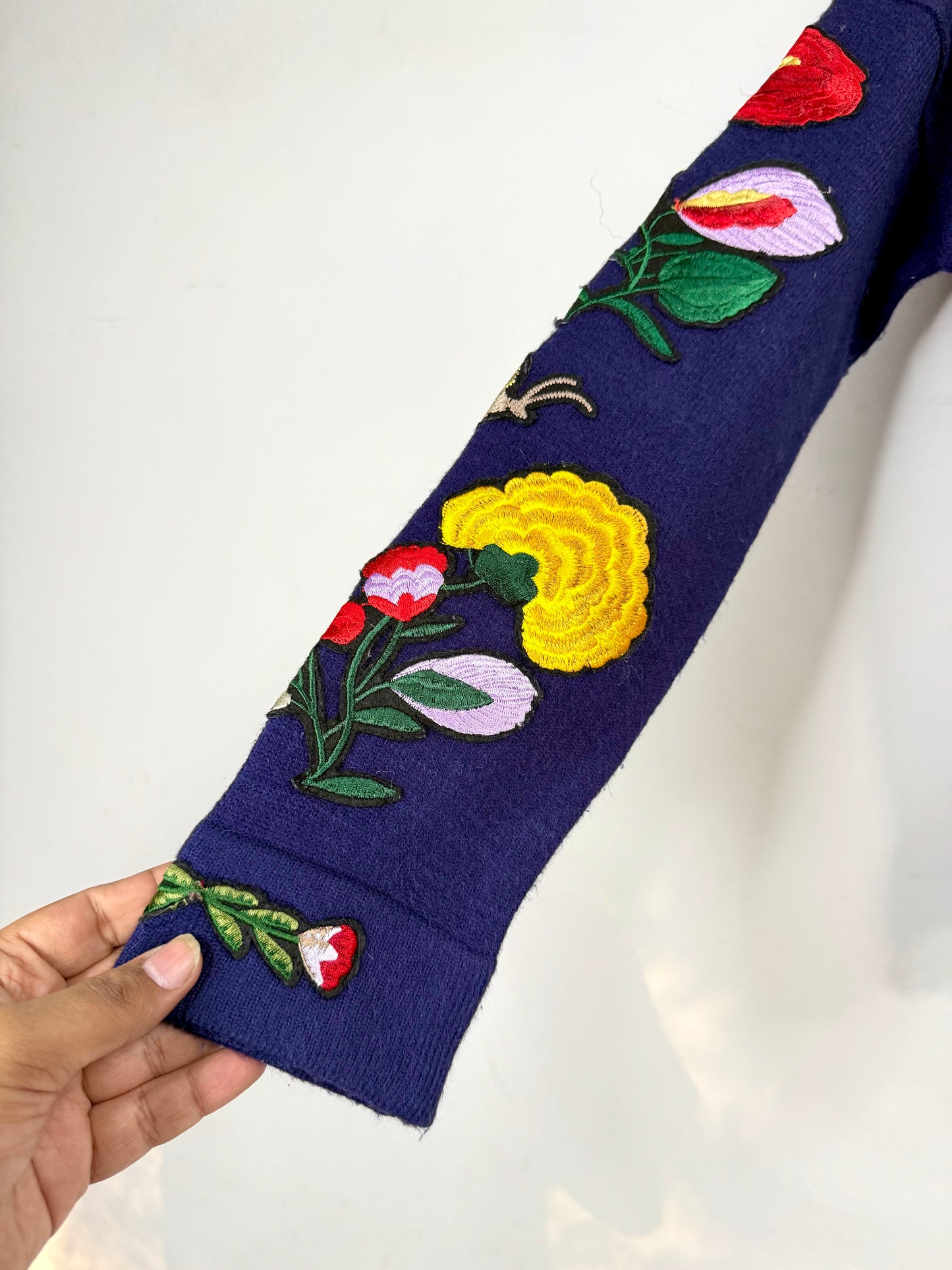 Floral hand knitted Woollen Sweater