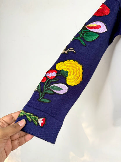 Floral hand knitted Woollen Sweater