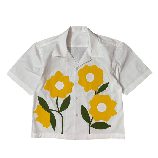 Yellow Flower Patch 100% Cotton Shirt