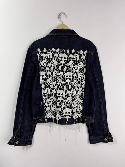 Customised cutwork skeleton patch denim Jacket