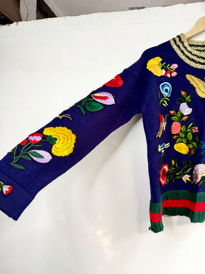 Floral hand knitted Woollen Sweater