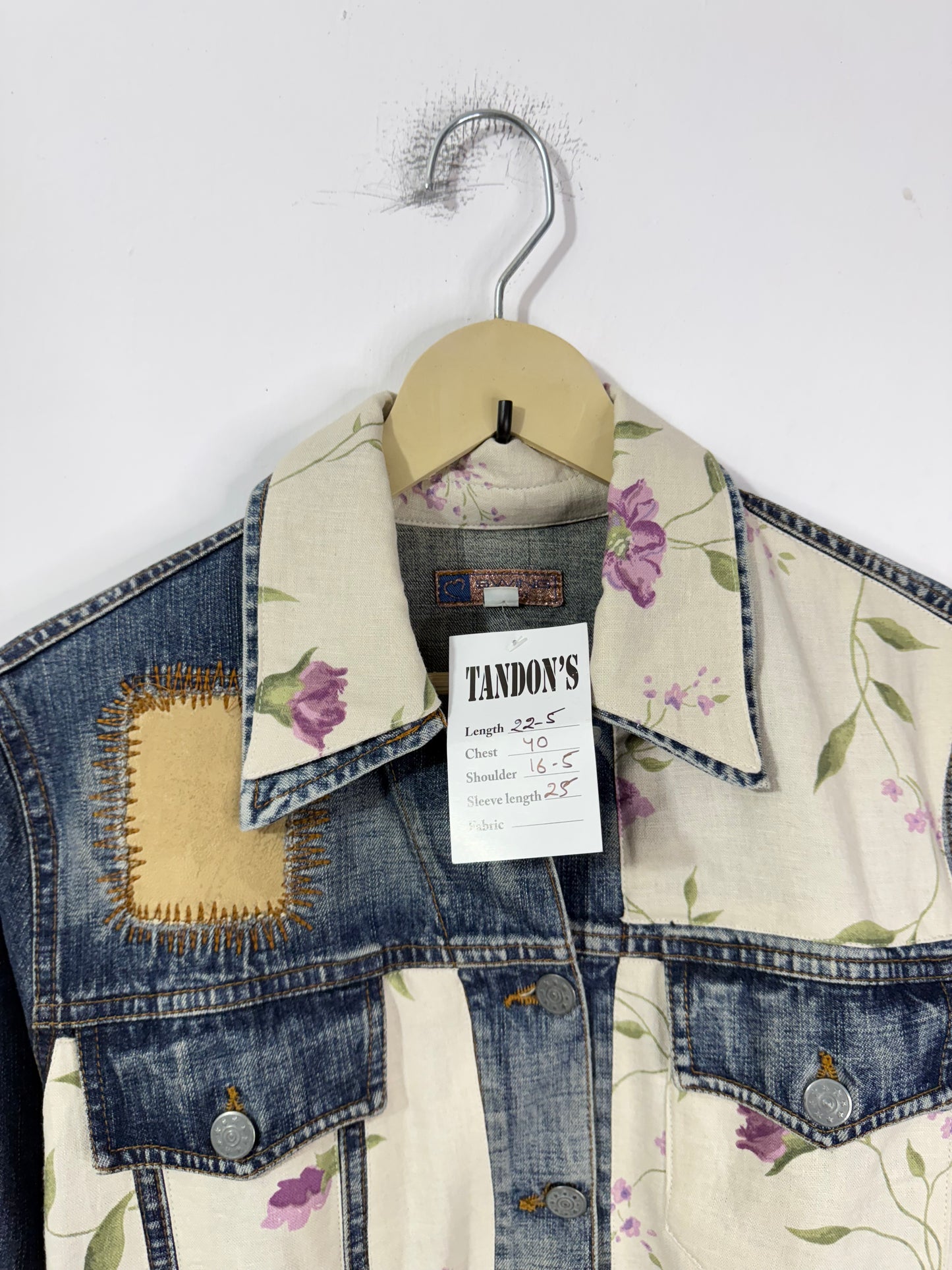 Customised silk patch Denim Jacket