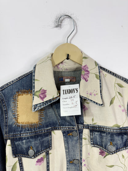 Customised silk patch Denim Jacket
