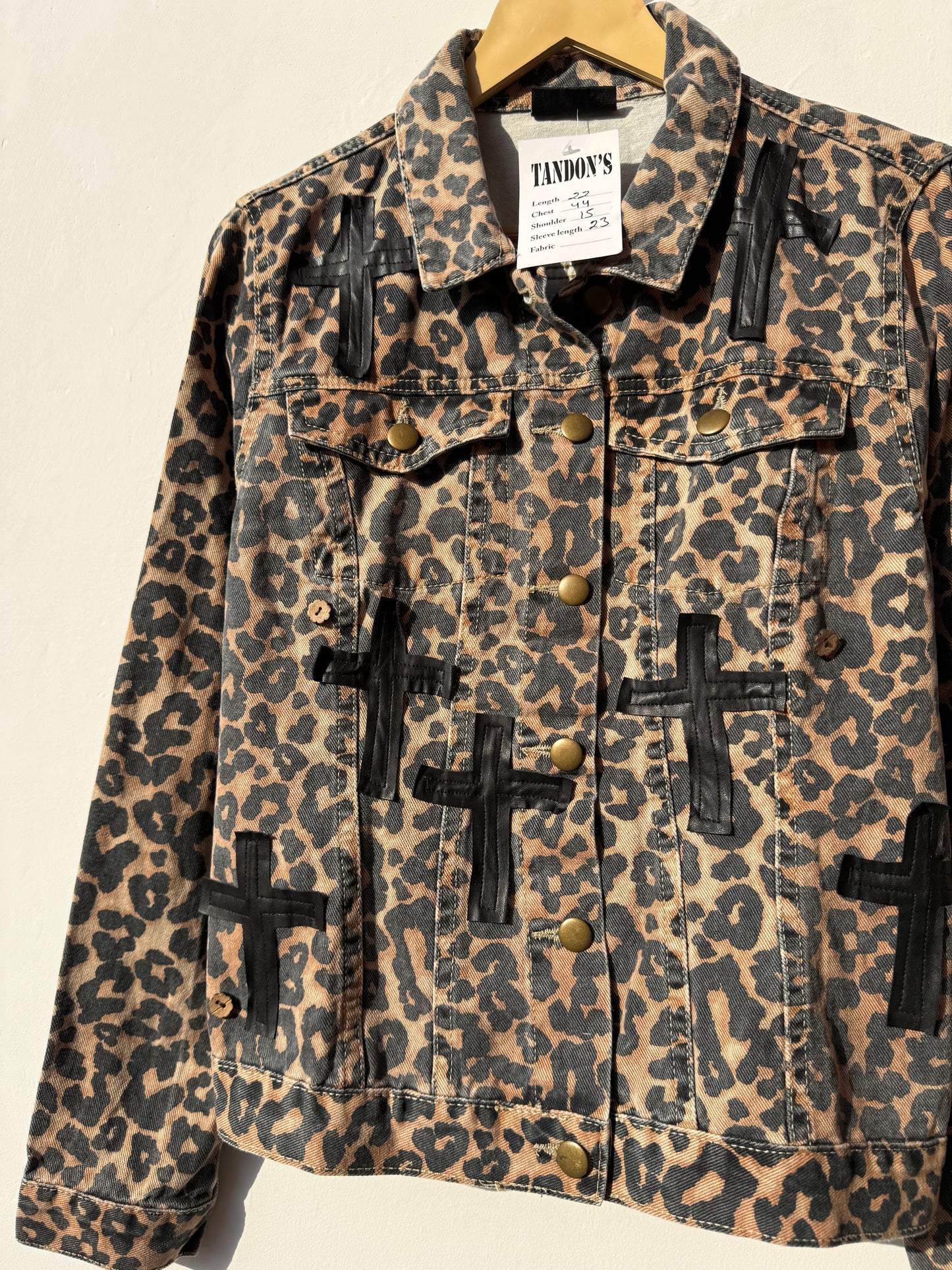 Customised velvet crosses Denim Jacket