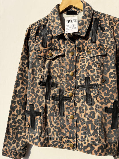 Customised velvet crosses Denim Jacket