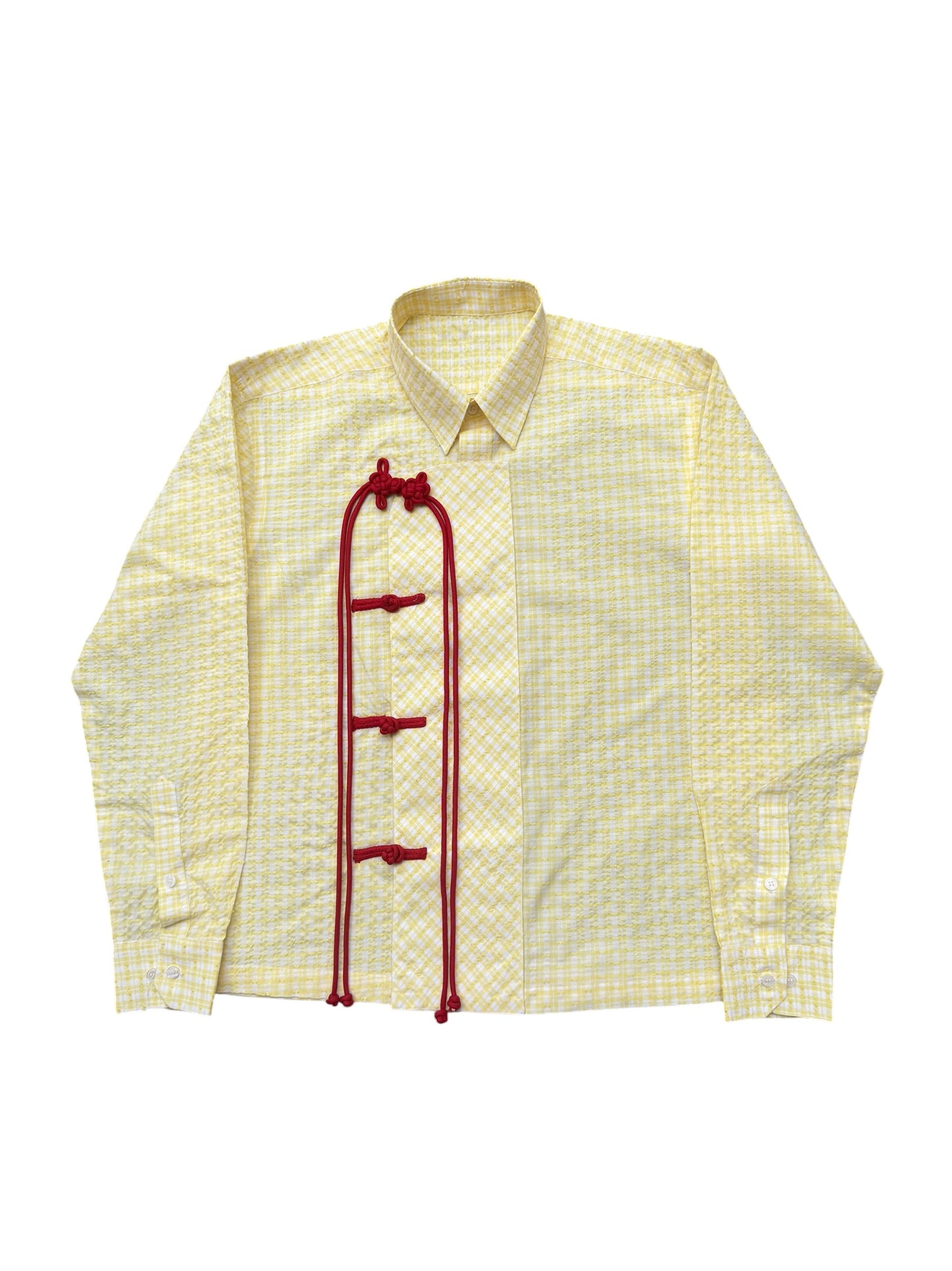 Cheongsam yellow check100% Cotton Shirt