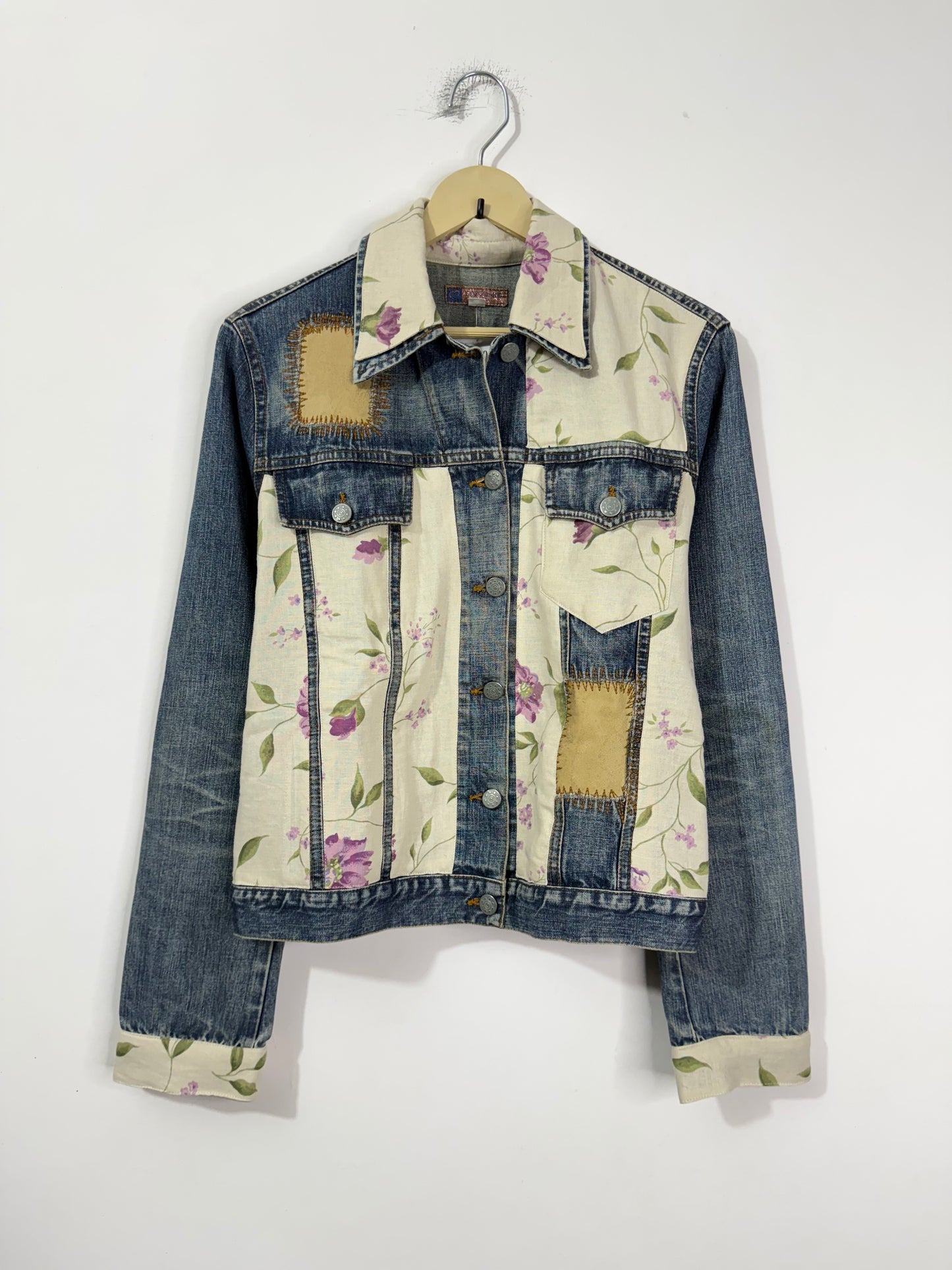 Customised silk patch Denim Jacket