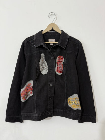 Customised Embroidered Woollen patch Denim Jacket