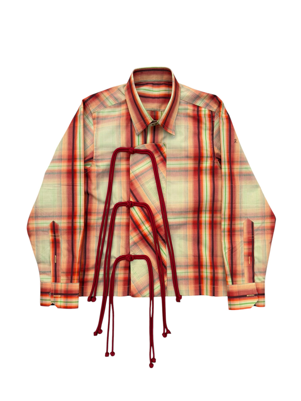 Cheongsam Orange Check 100% Cotton Shirt