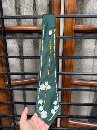 Charm Roses with Golden chain handmade Vintage Silk Tie