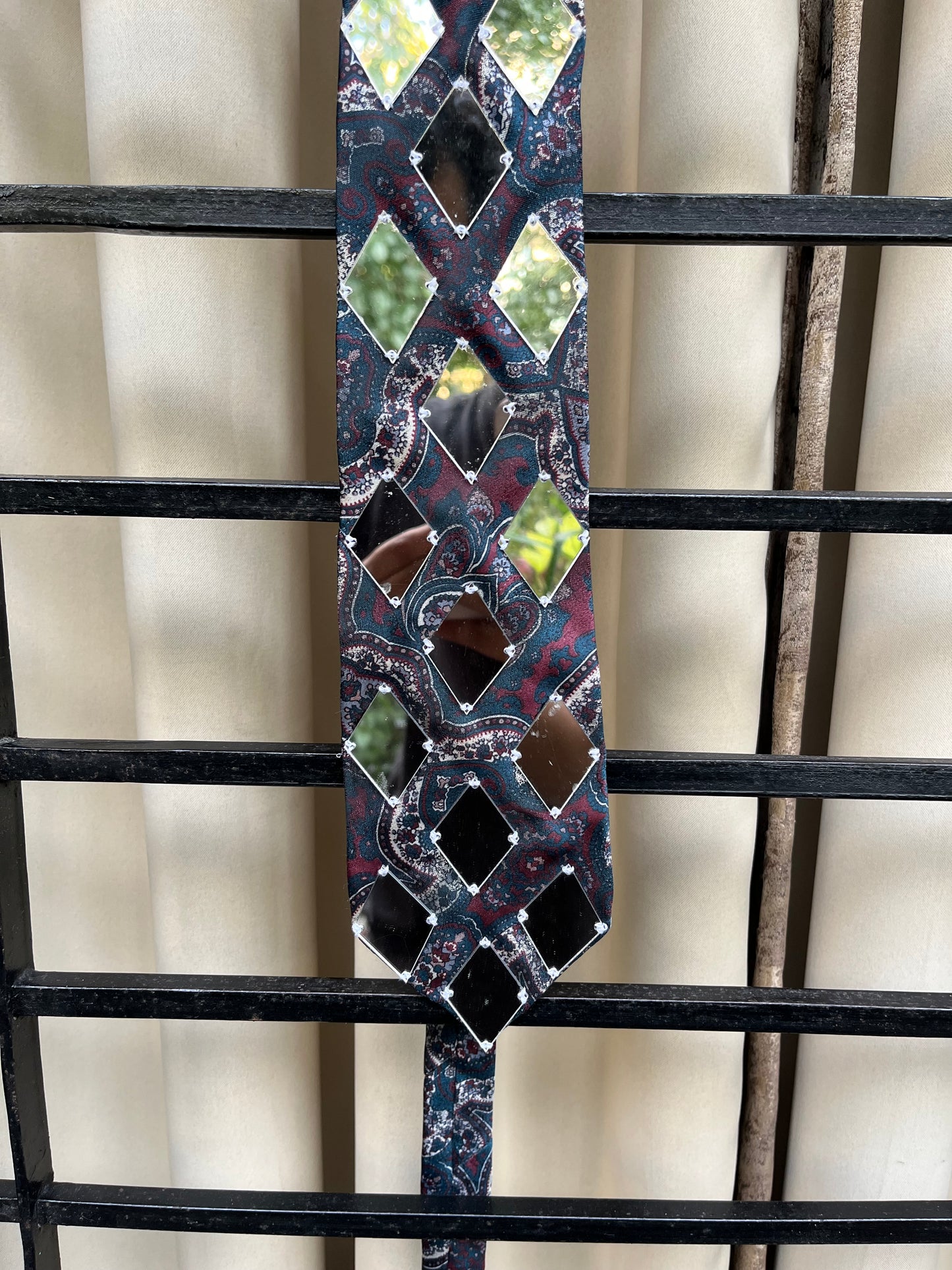 Mirror Work Handmade Vintage Silk Tie