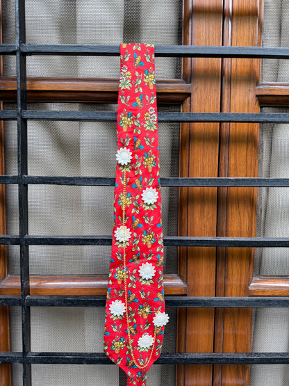 Charm Roses with Golden chain handmade Vintage Silk Tie