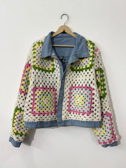 Reversible Denim Crochet Jacket