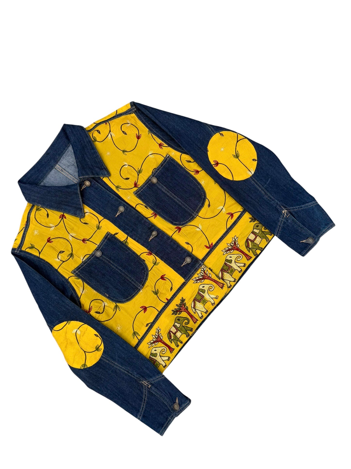 Upcycled Kantha Saree Denim Jacket