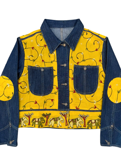 Upcycled Kantha Saree Denim Jacket