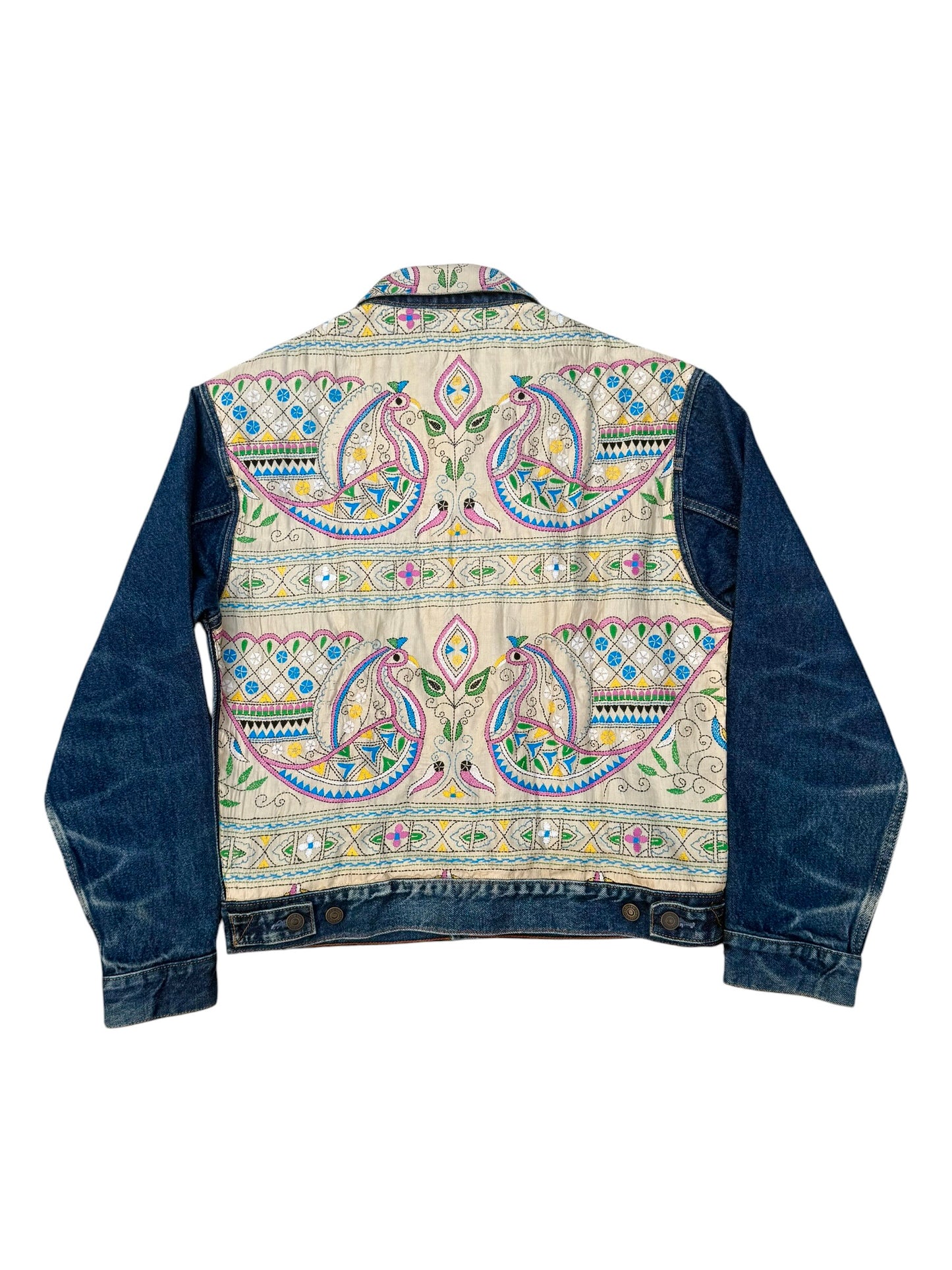 Upcycled Kantha Saree Denim Jacket