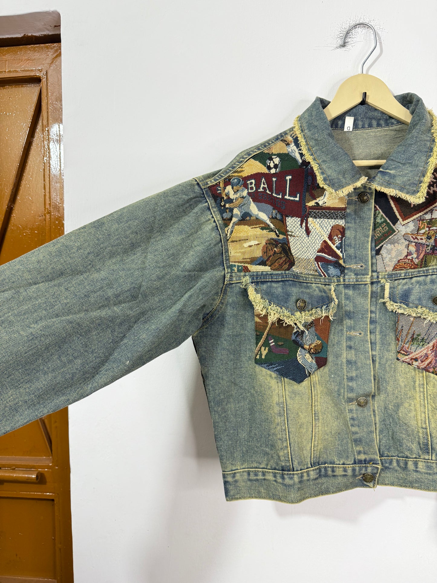 Customised tapestry patch Denim Jacket