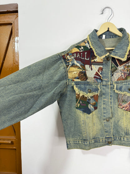 Customised tapestry patch Denim Jacket