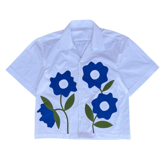 Blue Flower Patch 100% Cotton Shirt