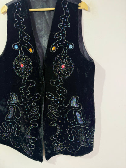 Velvet Embroidered Vintage Vest