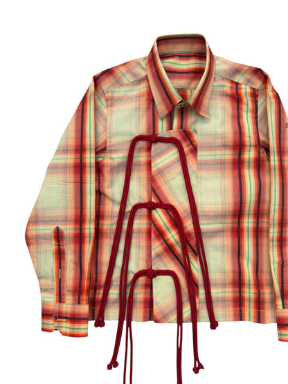 Cheongsam Orange Check 100% Cotton Shirt