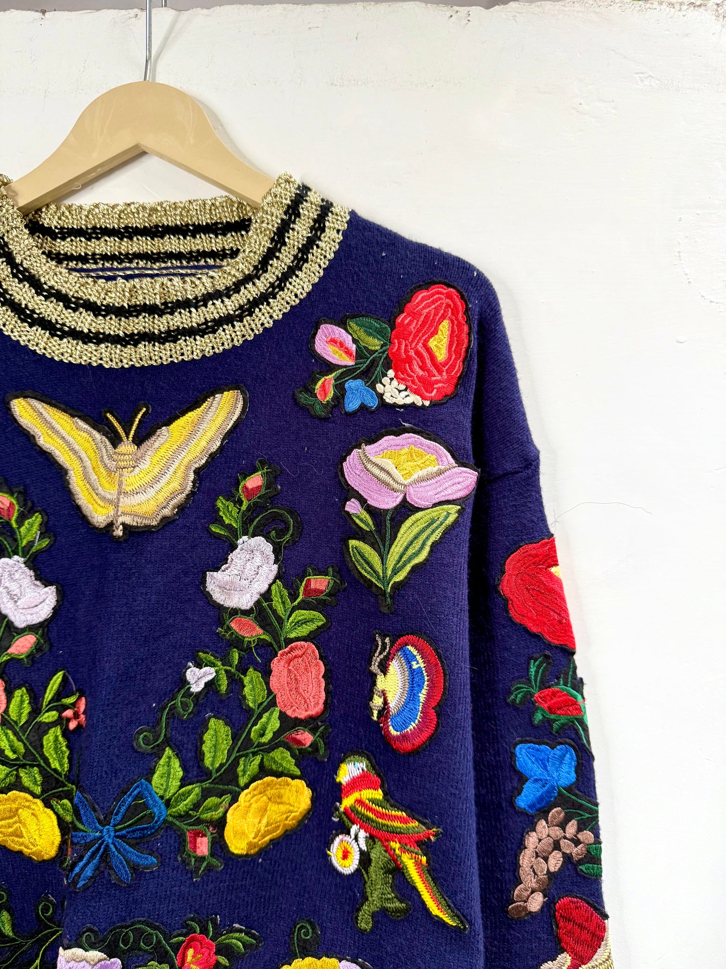 Floral hand knitted Woollen Sweater