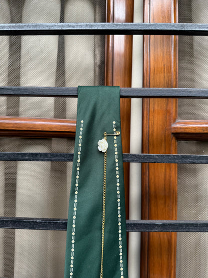 Charm Roses with Golden chain handmade Vintage Silk Tie