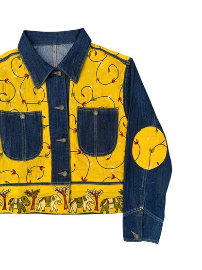 Upcycled Kantha Saree Denim Jacket
