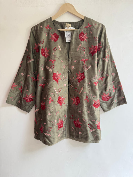 Lila Silk Embroidered Jacket
