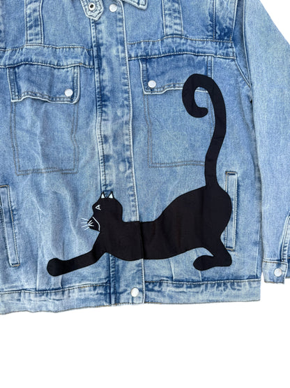 Upcycled Cat Patch Denim Jacket