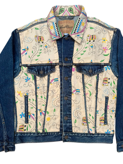 Upcycled Kantha Saree Denim Jacket