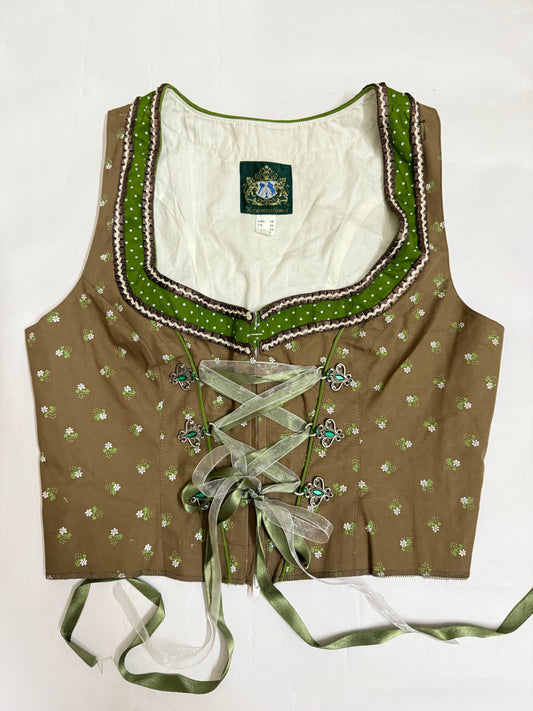 Brown  with bottle Green  Corset Top