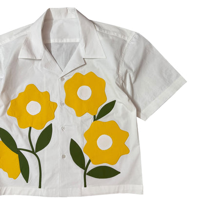 Yellow Flower Patch 100% Cotton Shirt