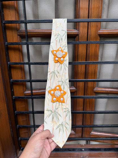 3d flower with pearl Handmade Vintage Silk Tie