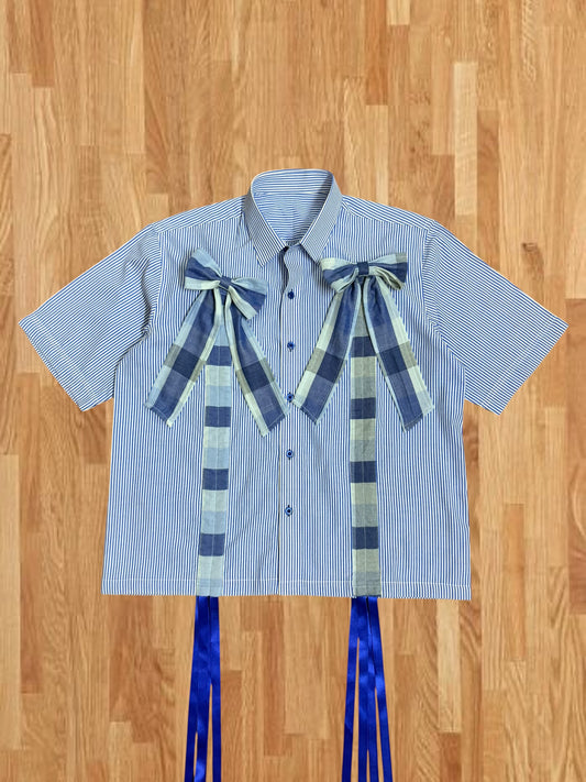 Blue Bow 100% Cotton Shirt