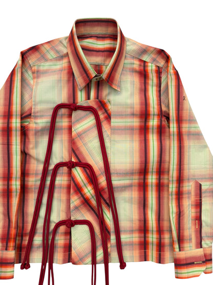 Cheongsam Orange Check 100% Cotton Shirt