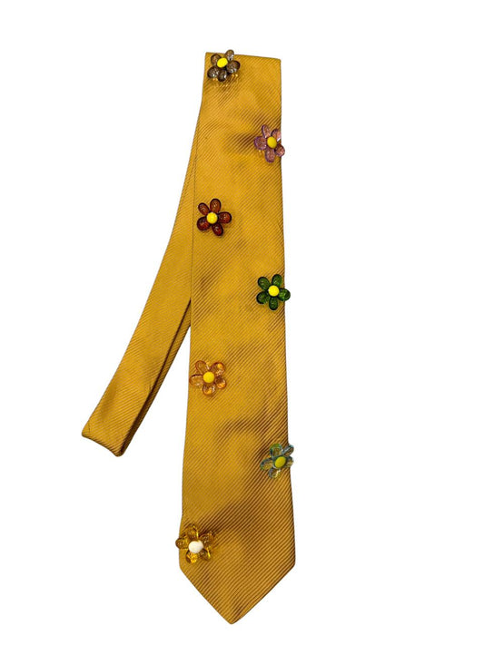 Crystal  Flower Handmade Vintage Silk Tie