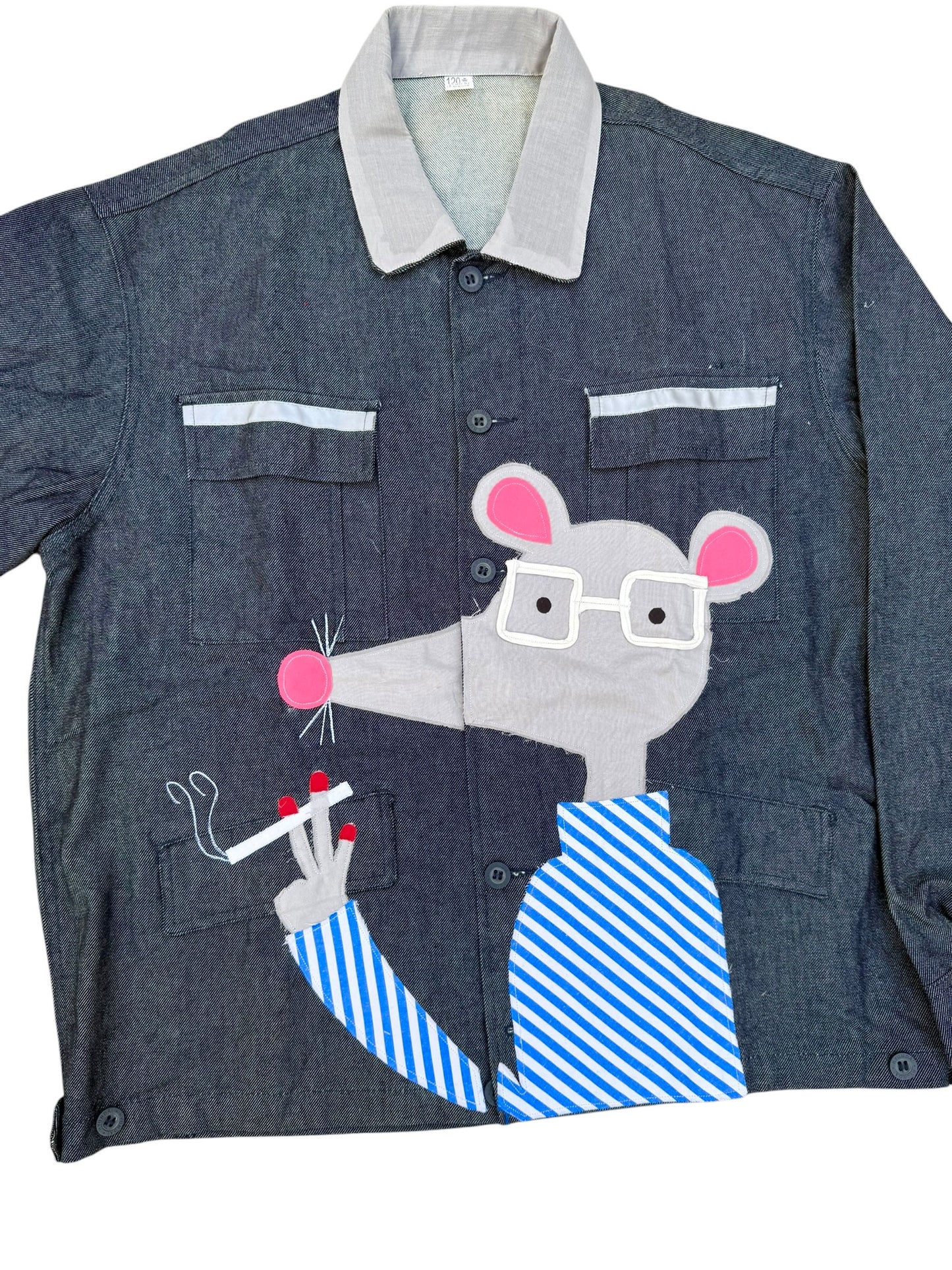 Upcycled Mouse Patch Denim Jacket