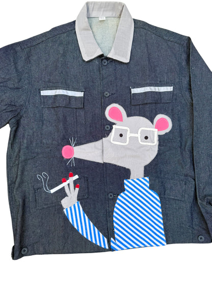 Upcycled Mouse Patch Denim Jacket