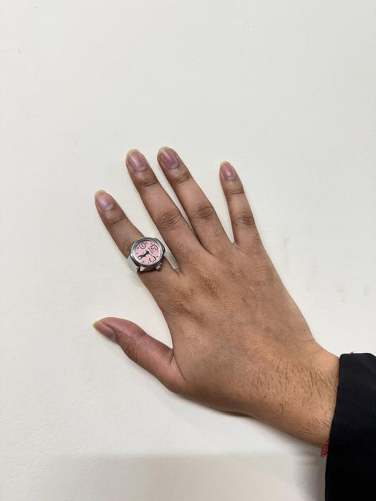 Silver with Peach Dial Watch ring