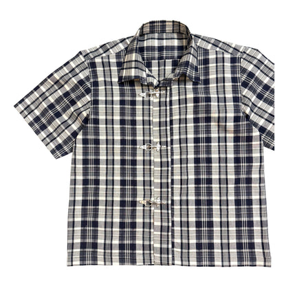 Fireman Clasp Night-Blue Check 100% Cotton Shirt