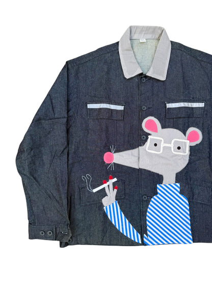 Upcycled Mouse Patch Denim Jacket