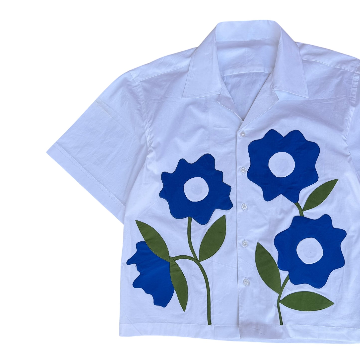 Blue Flower Patch 100% Cotton Shirt