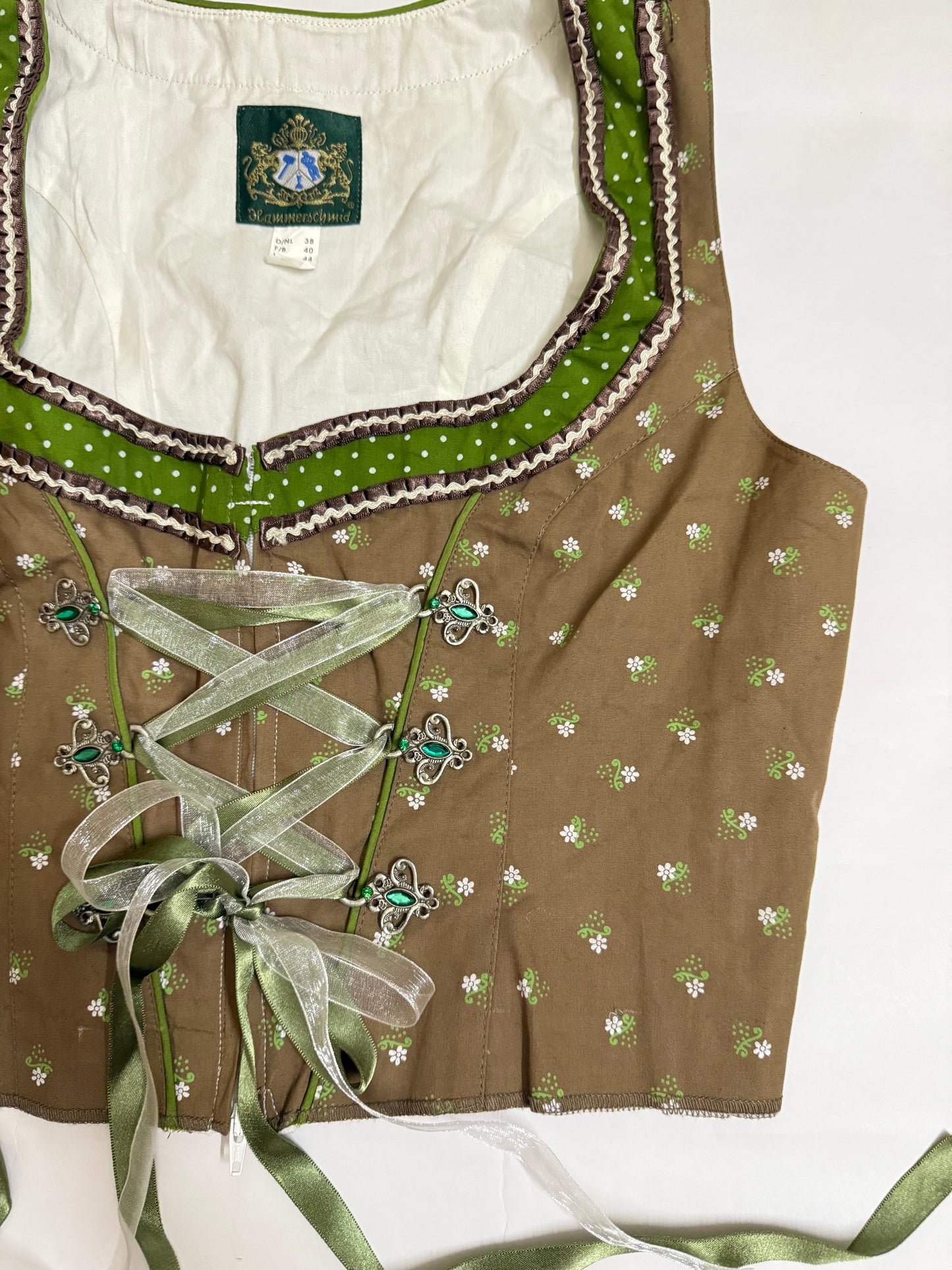 Brown  with bottle Green  Corset Top