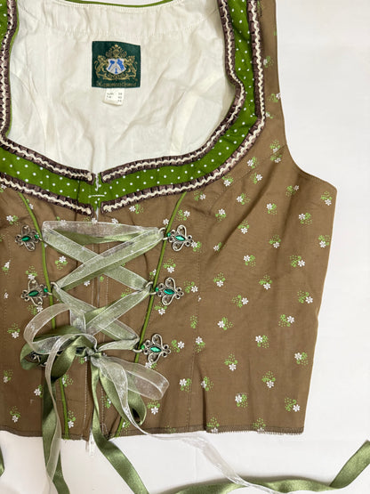 Brown  with bottle Green  Corset Top