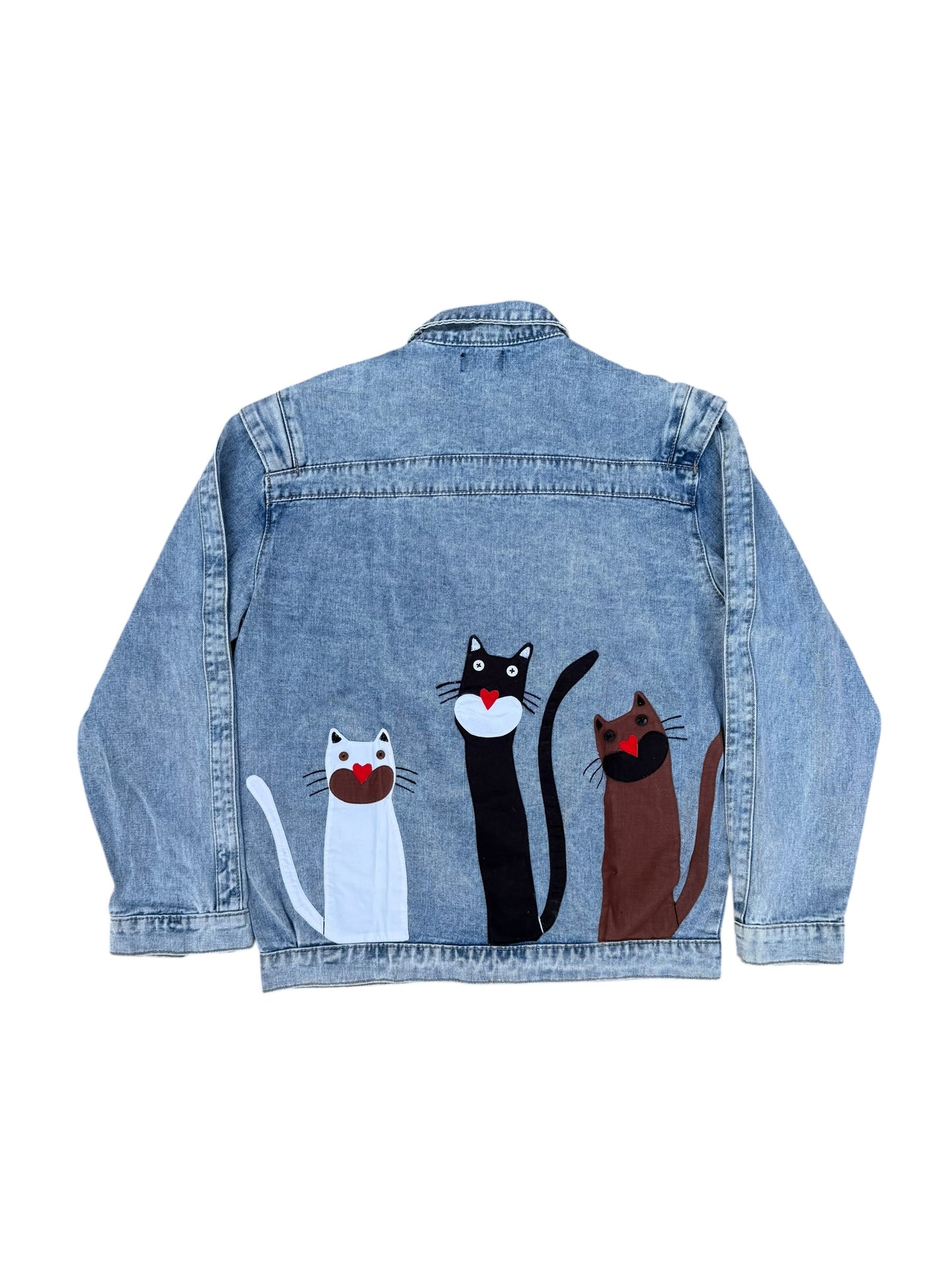 Upcycled Cat Patch Denim Jacket