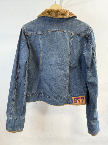 Emi  Denim Jacket whit. Fur collar