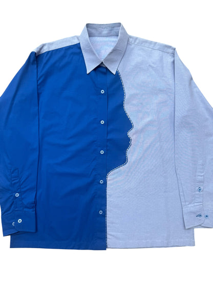 Blue Divided 100% Cotton Shirt